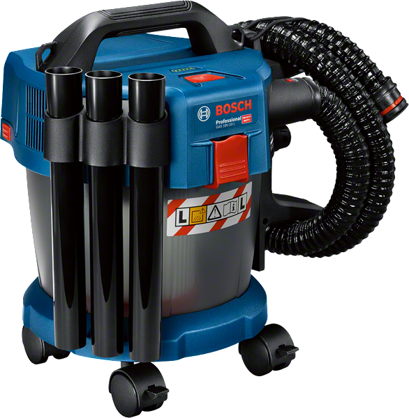 Odkurzacz bezprzewodowy do pracy na mokro i sucho Bosch GAS 18V-10 L z kółkami.