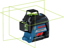 Niwelator laserowy Bosch GLL 3-80 G z zielonymi liniami.