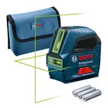 Niwelator laserowy Bosch GLL 2-10 G z zielonymi liniami.