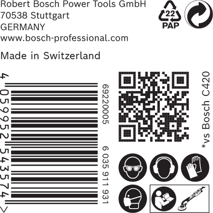 Etykieta papieru ściernego Bosch C470 do szlifierek oscylacyjnych 225 mm.