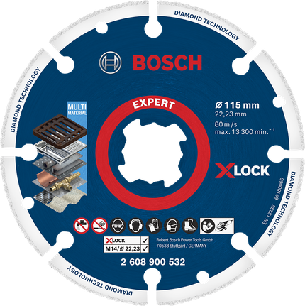 Wielomateriałowa tarcza diamentowa Bosch Expert X-LOCK.