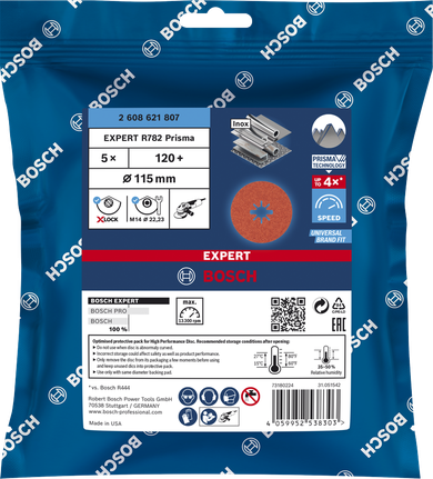 Tarcza fibrowa Bosch EXPERT R782 Prisma ceramic X-LOCK 115 mm.