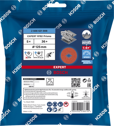 Tarcza fibrowa Bosch EXPERT R782 Prisma X-LOCK 125 mm G36.