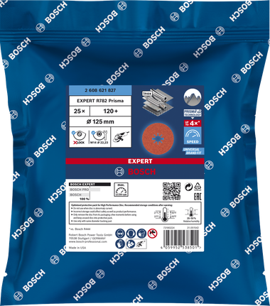 Tarcza fibrowa Bosch EXPERT R782 Prisma Ceramic X-LOCK 125 mm G120.