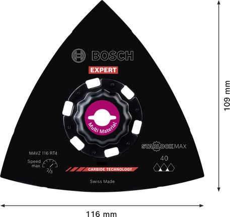 Płyta szlifierska Bosch EXPERT MAVZ 116 RT4 z węglikiem spiekanym 116 mm.