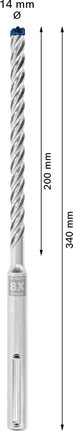 Wiertło udarowe Bosch EXPERT SDS max-8X 14x200x340 mm.