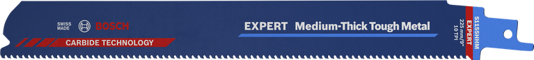 Brzeszczot do piły szablastej Bosch EXPERT o średniej grubości i wytrzymałej powierzchni z węglika spiekanego.