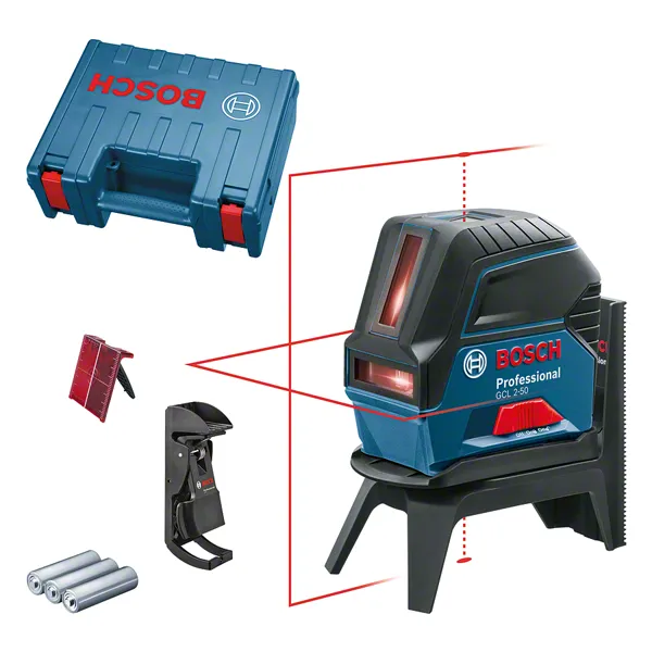 Niwelator laserowy Bosch GCL 2-50 z akcesoriami.