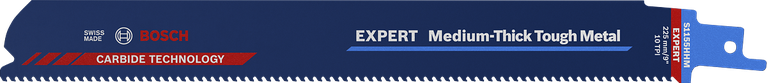 Brzeszczot do piły szablastej Bosch EXPERT o średniej grubości i wytrzymałej powierzchni z węglika spiekanego.