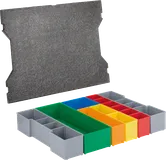 Zestaw pudełek wkładanych Bosch L-BOXX 102 do organizacji małych przedmiotów.