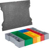 Zestaw pudełek wkładanych Bosch L-BOXX 102 do organizacji małych przedmiotów.