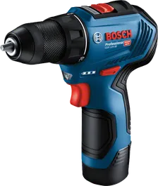 Wiertarko-wkrętarka akumulatorowa Bosch GSR 12V-30 z metalowym uchwytem.