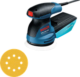 Szlifierka oscylacyjna Bosch GEX 125-1 AE z tarczą ścierną.