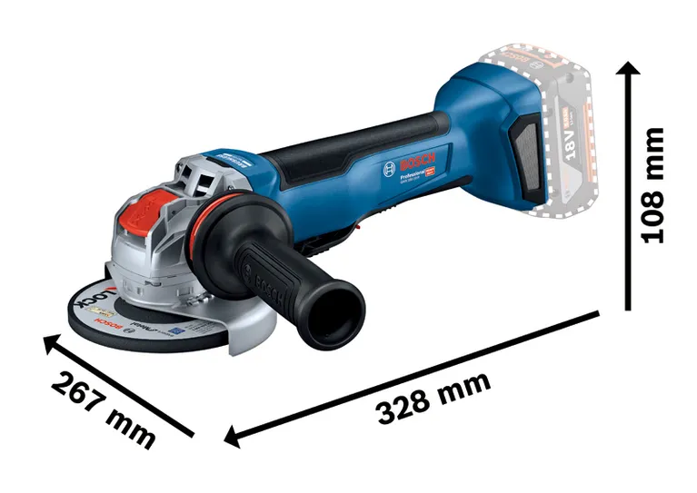 Akumulatorowa szlifierka kątowa Bosch GWX 18V-10 P z systemem X-LOCK.