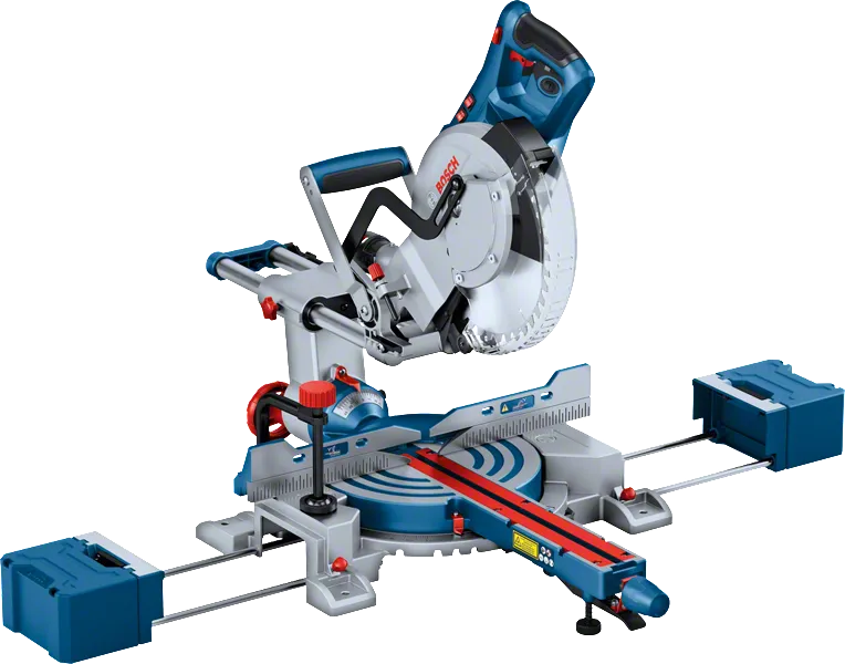 Piła ukosowa Bosch GCM 305-254 D z szyną przesuwną.