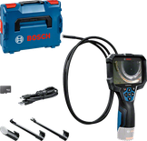 Kamera inspekcyjna Bosch GIC 12V-5-27 C z wyświetlaczem i obudową.