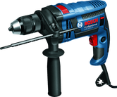 Wiertarka udarowa sieciowa Bosch GSB 1600 RE z rękojeścią boczną.
