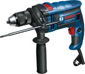 Wiertarka udarowa sieciowa Bosch GSB 1600 RE z rękojeścią boczną.