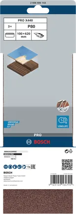 Taśma szlifierska Bosch PRO X440 100x620mm G80, opakowanie 3 szt.