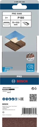 Taśma szlifierska Bosch PRO X440 75 x 533 mm, ziarnistość 180.