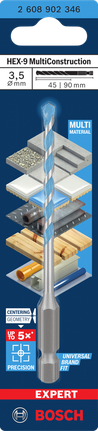 Opakowanie wiertła Bosch HEX-9 MultiConstruction 3,5×90 mm.