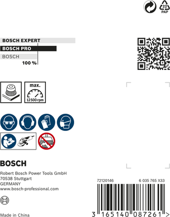 Szczotka garnkowa Bosch PRO ze stali nierdzewnej, gruba, 75 mm do szlifierek kątowych.