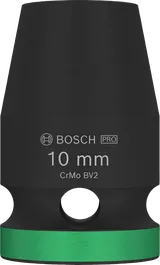 Nasadka udarowa Bosch PRO 1/2" 10 mm z zielonym pierścieniem.