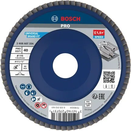 Tarcza listkowa Bosch PRO X571 115mm G40 do szlifowania metali.