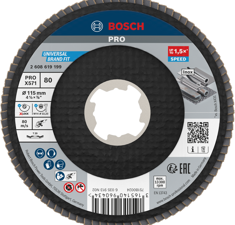 Tarcza listkowa Bosch PRO X571 kątowa 115 mm G80 z X-Lock.