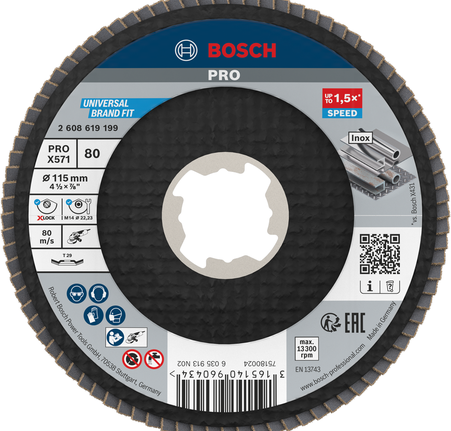 Tarcza listkowa Bosch PRO X571 kątowa 115 mm G80 z X-Lock.