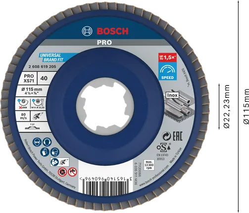 Tarcza listkowa Bosch PRO X571 115mm G40 X-Lock do metalu.