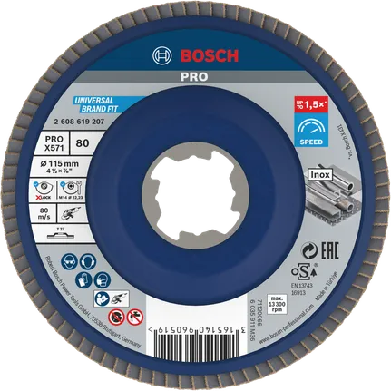 Tarcza listkowa Bosch PRO X571 115 mm G80 X-Lock do metalu.