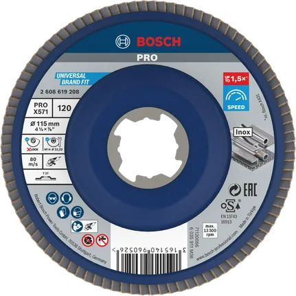 Tarcza listkowa Bosch PRO X571 115 mm G120 X-Lock do metalu.