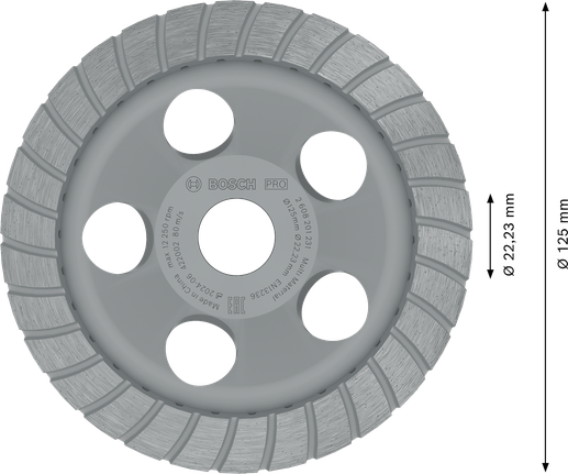 Głowica szlifierska Bosch PRO Multi Material, średnica 125 mm.