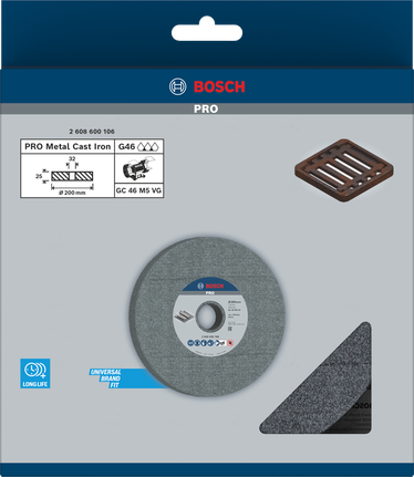 Tarcza szlifierska metalowa Bosch PRO 200 x 25 x 32 mm.