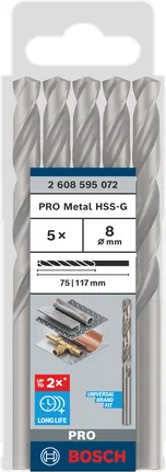 Zestaw wierteł Bosch PRO Metal HSS-G 8 mm, 5 szt.