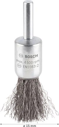 Szczotka końcowa Bosch PRO Metal clean 15 mm z prostym trzonkiem.