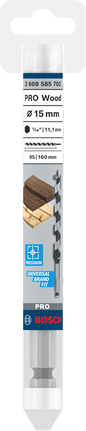 Wiertło wiertnicze Bosch PRO Wood 15 mm do precyzyjnego wiercenia w drewnie.