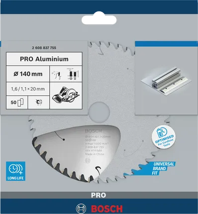 Tarcza tnąca Bosch PRO Aluminium 140×1,6×20 mm.