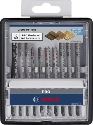 Zestaw Bosch PRO do drewna twardego i paneli laminowanych, 10 brzeszczotów do wyrzynarki.