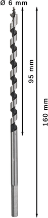Wiertło świdrowe do drewna Bosch PRO o średnicy 6 mm i długości 160 mm.