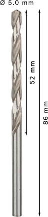 Wiertło spiralne Bosch PRO Metal HSS-G 5 mm, długość 86 mm.