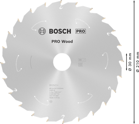 Akumulatorowa tarcza tnąca do pilarki tarczowej Bosch PRO Wood 210 mm T24.