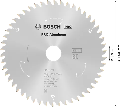 Tarcza tnąca aluminiowa Bosch PRO 140 mm, 50 zębów.