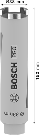 Wiertło wiertnicze Bosch PRO do pracy na sucho, 38 x 150 mm, z trzpieniem G 1/2 cala.