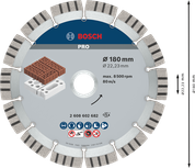 Tarcza ścierna diamentowa Bosch PRO 180 mm do cięcia cegły.