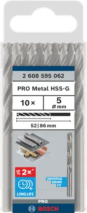 Zestaw wierteł Bosch PRO Metal HSS-G 5 mm, długa żywotność.