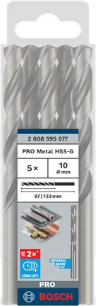 Zestaw wierteł Bosch PRO Metal HSS-G 10 mm, 5 sztuk.