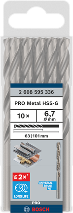 Zestaw wierteł krętych Bosch PRO Metal HSS-G 6,7 mm.
