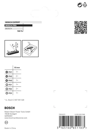 Zestaw bitów do wkrętarek udarowych Bosch PRO Impact, 8 szt., 55 mm.